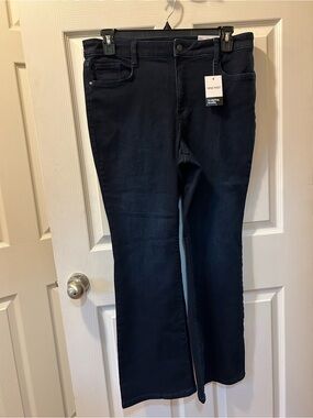 Nine West 16S Navy Blue Dark Wash High Rise Sculpting Denim Jeans Bootcut NWT